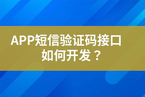 APP短信驗(yàn)證碼接口如何開(kāi)發(fā)？