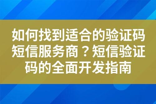 如何找到適合的驗證碼短信服務(wù)商？短信驗證碼的全面開發(fā)指南